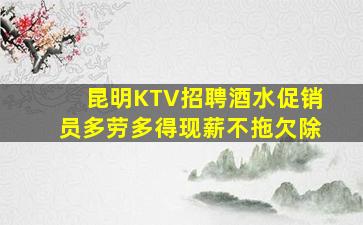 昆明KTV招聘酒水促销员多劳多得现薪不拖欠除